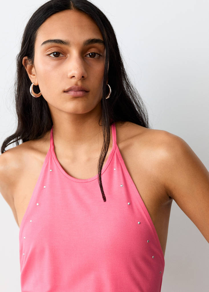 Open-back strass top — Pink