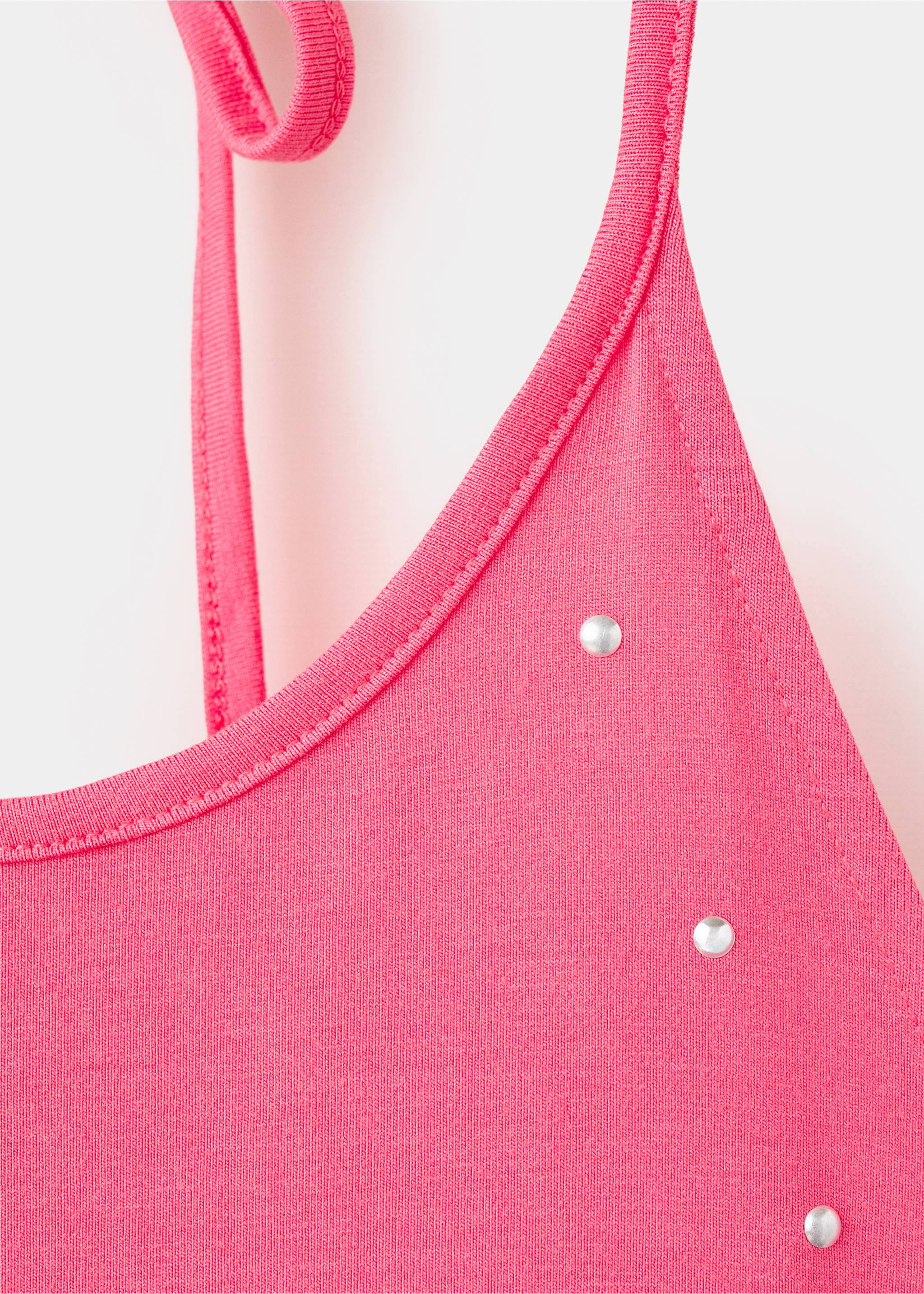 Open-back top with rhinestones - Details of the article 8, Pink. Ref: 27009216-00.