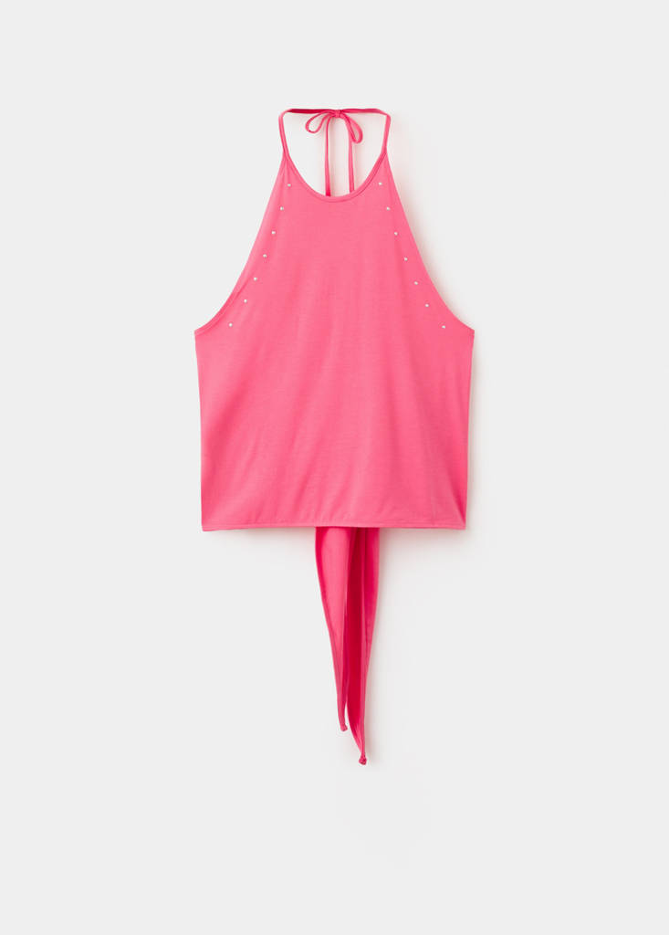 Open-back strass top — Pink