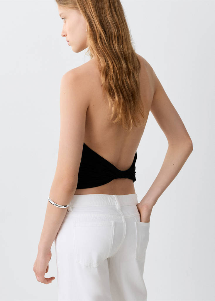 Open-back strass top — Black
