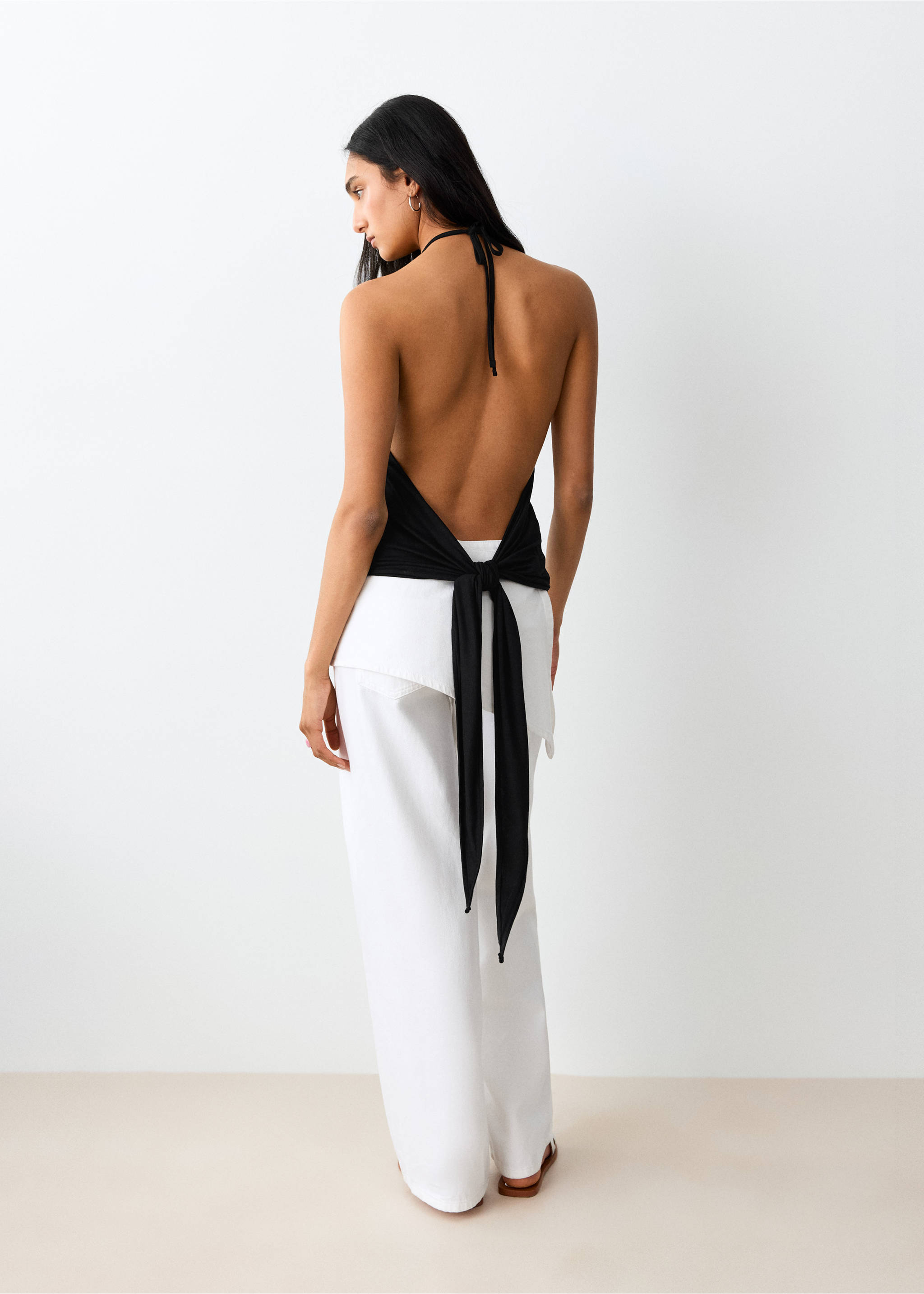 Open-back strass top - Reverse of the article, Black. Ref: 27009217-00.