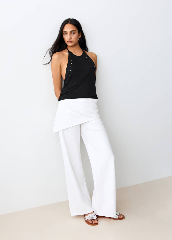 Open-back strass top — Black