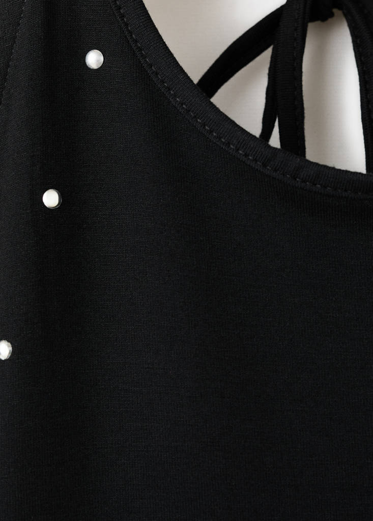 Open-back strass top — Black