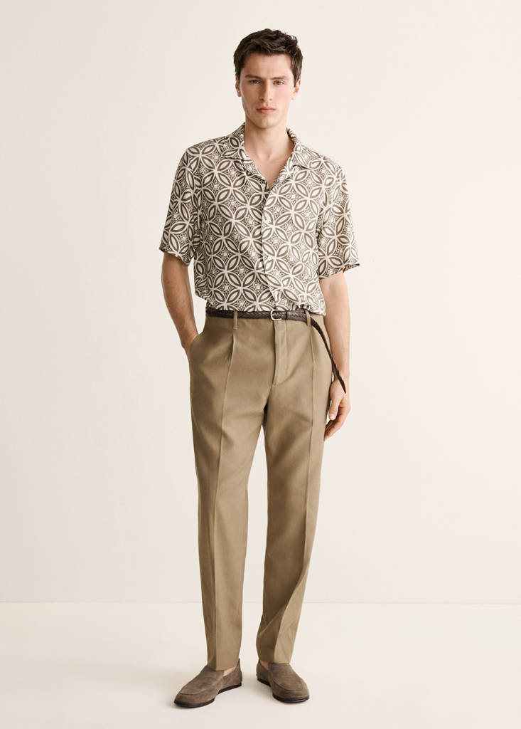 Printed bowling shirt — Khaki