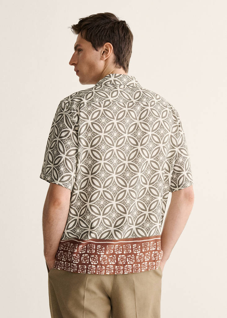 Printed bowling shirt — Khaki