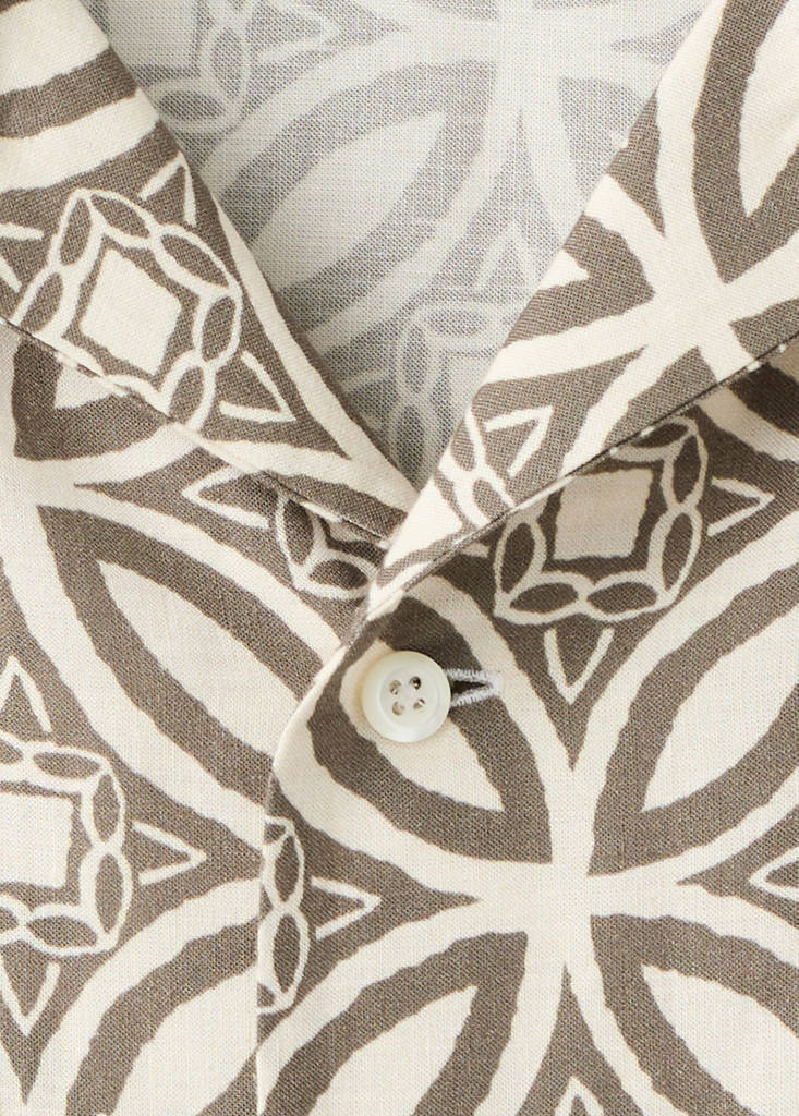 Printed bowling shirt — Khaki