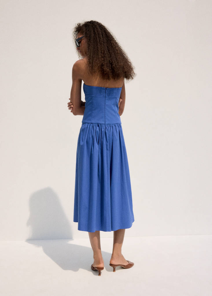 Ruched strapless dress — Blue