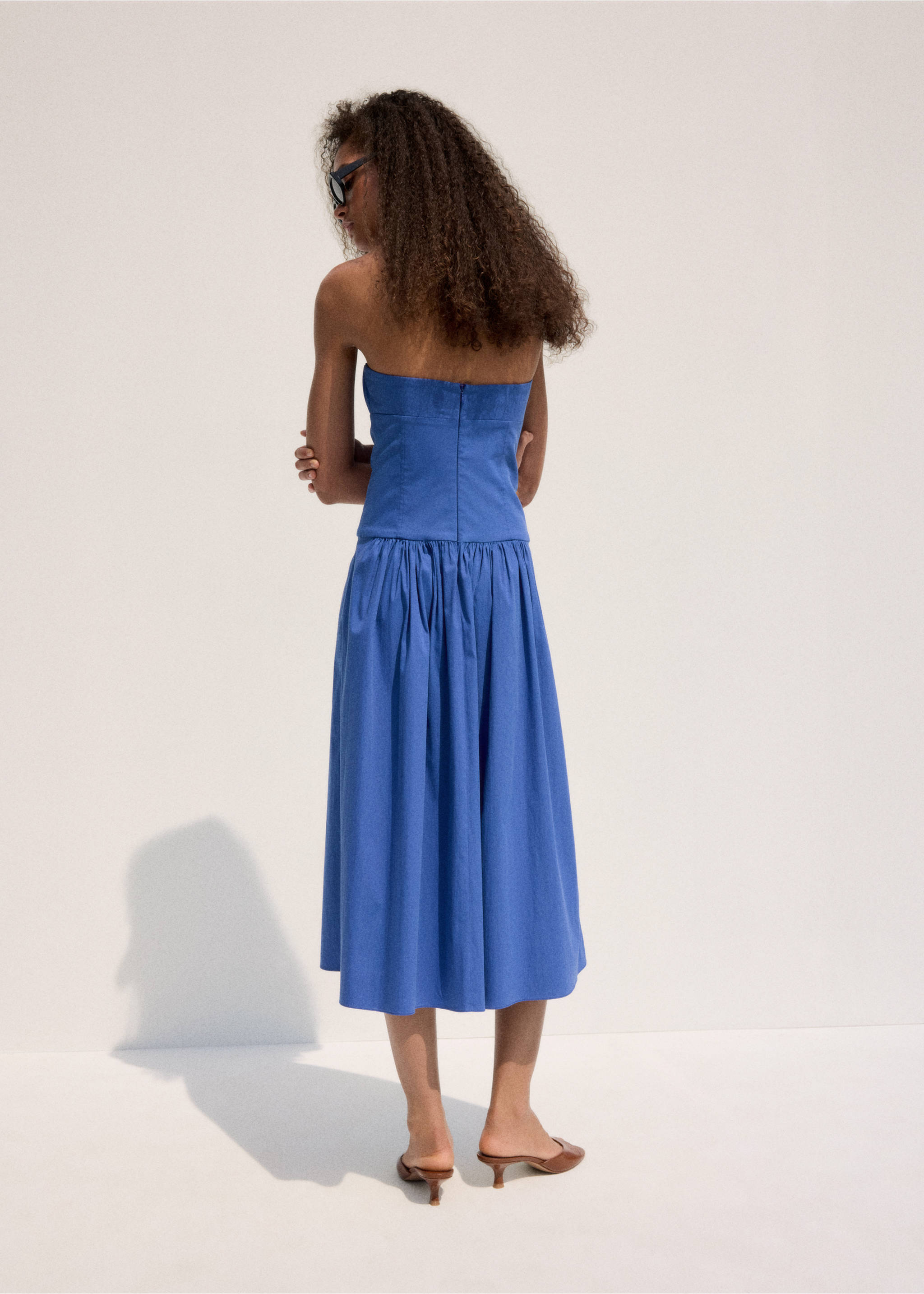 Ruched strapless dress - Reverse of the article, Blue. Ref: 27009220-01.