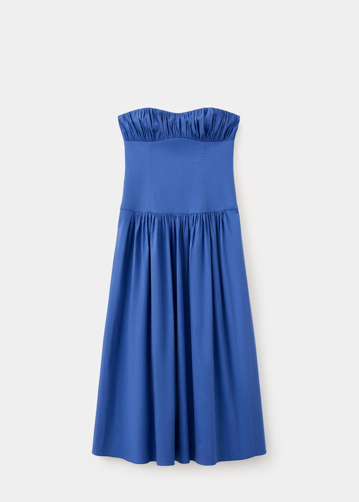 Ruched strapless dress — Blue