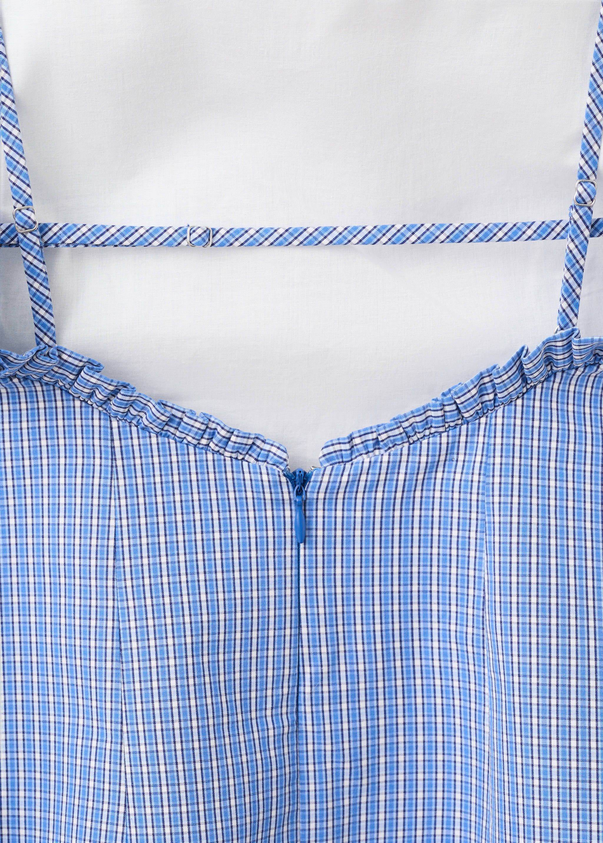 Short checked dress with ruffle detail - Details of the article 0