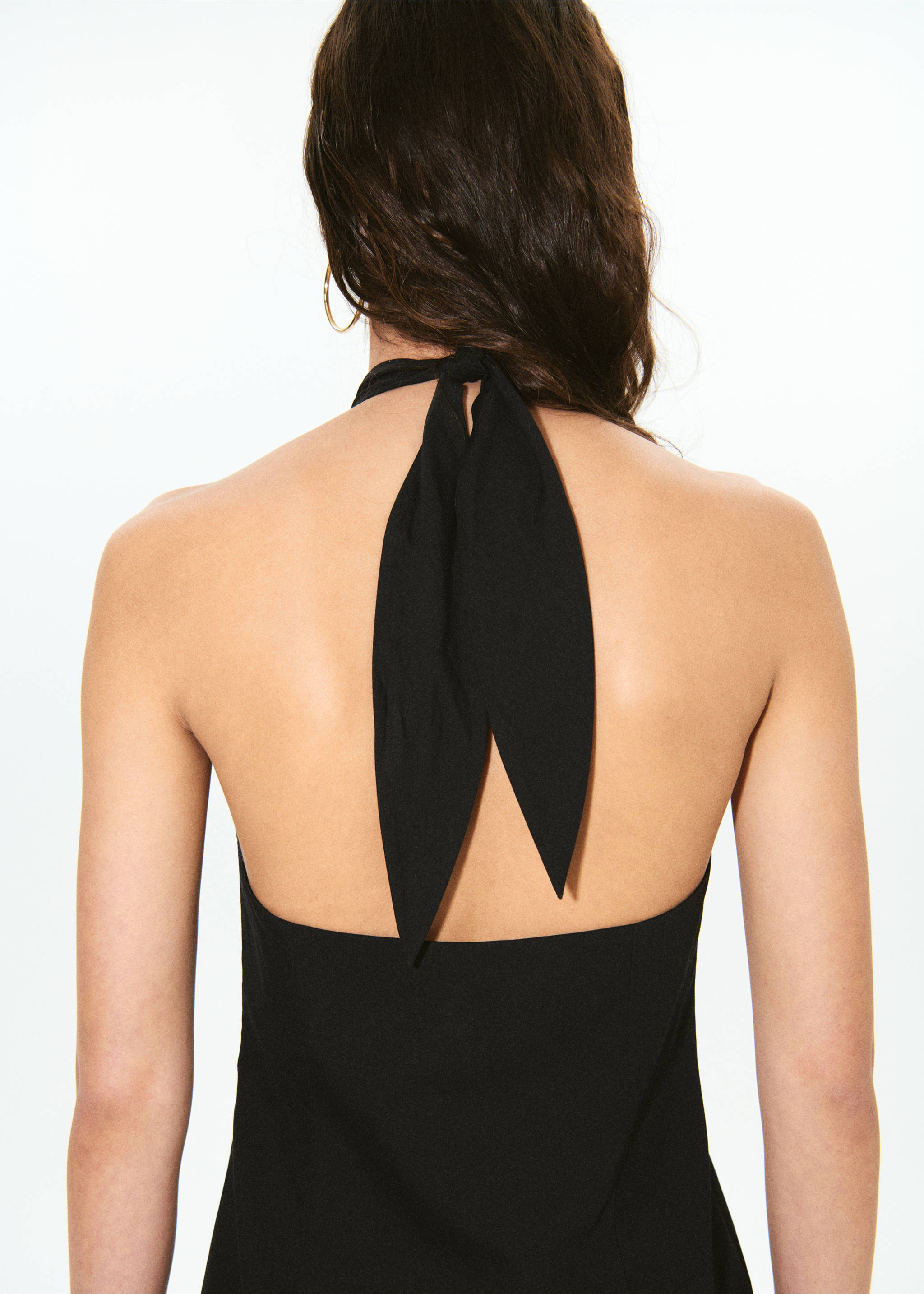 Cross-over halter dress - Обратная сторона изделия, Черный. Ref: 27009222-00.