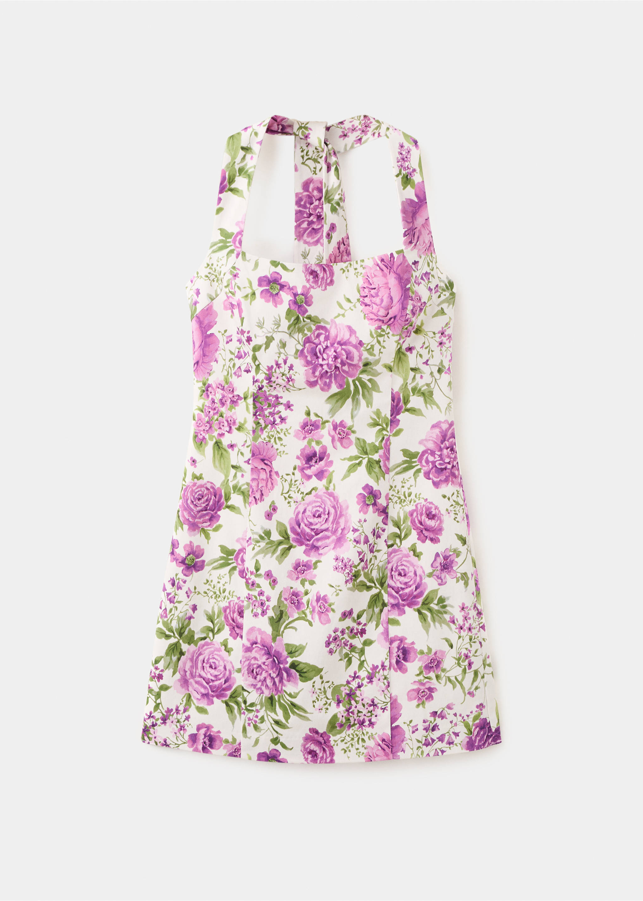 Floral-print halter dress - Article without model, Lilac. Ref: 27009223-00.