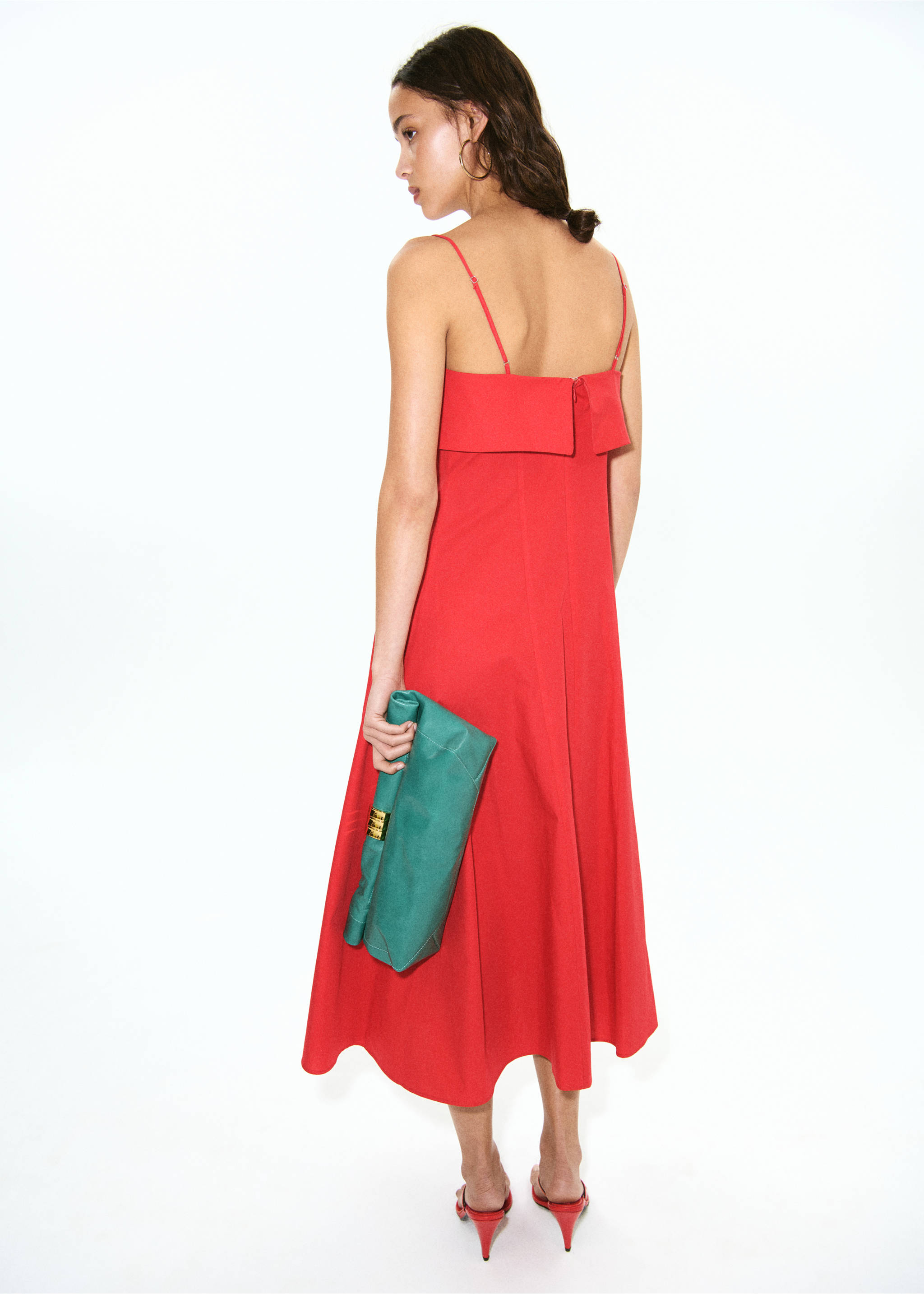 Flared midi-dress - Reverse of the article, Red. Ref: 27009224-00.