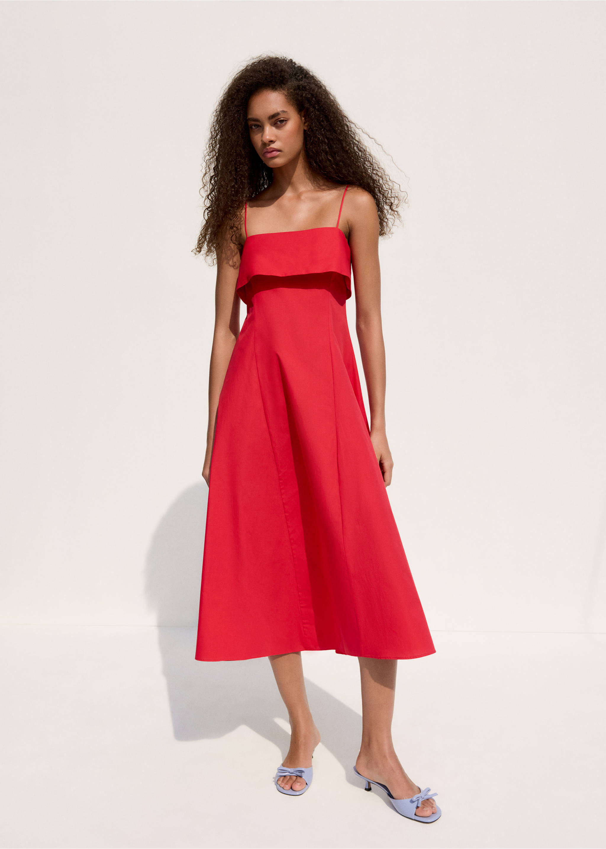 Robe midi évasée - Plan général, Rouge. Ref: 27009224-01.