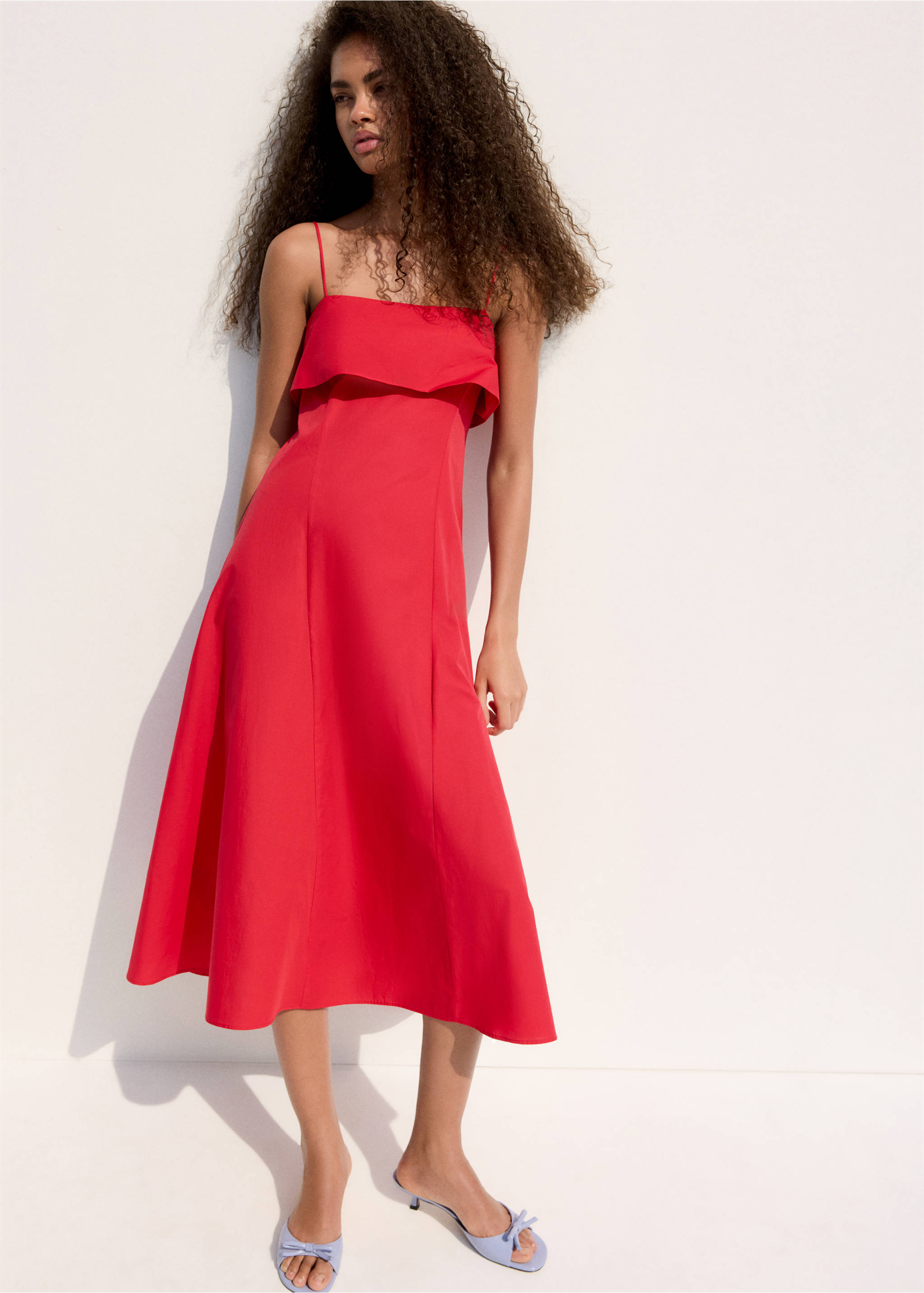 Robe midi évasée - Détail de l'article 2, Rouge. Ref: 27009224-01.