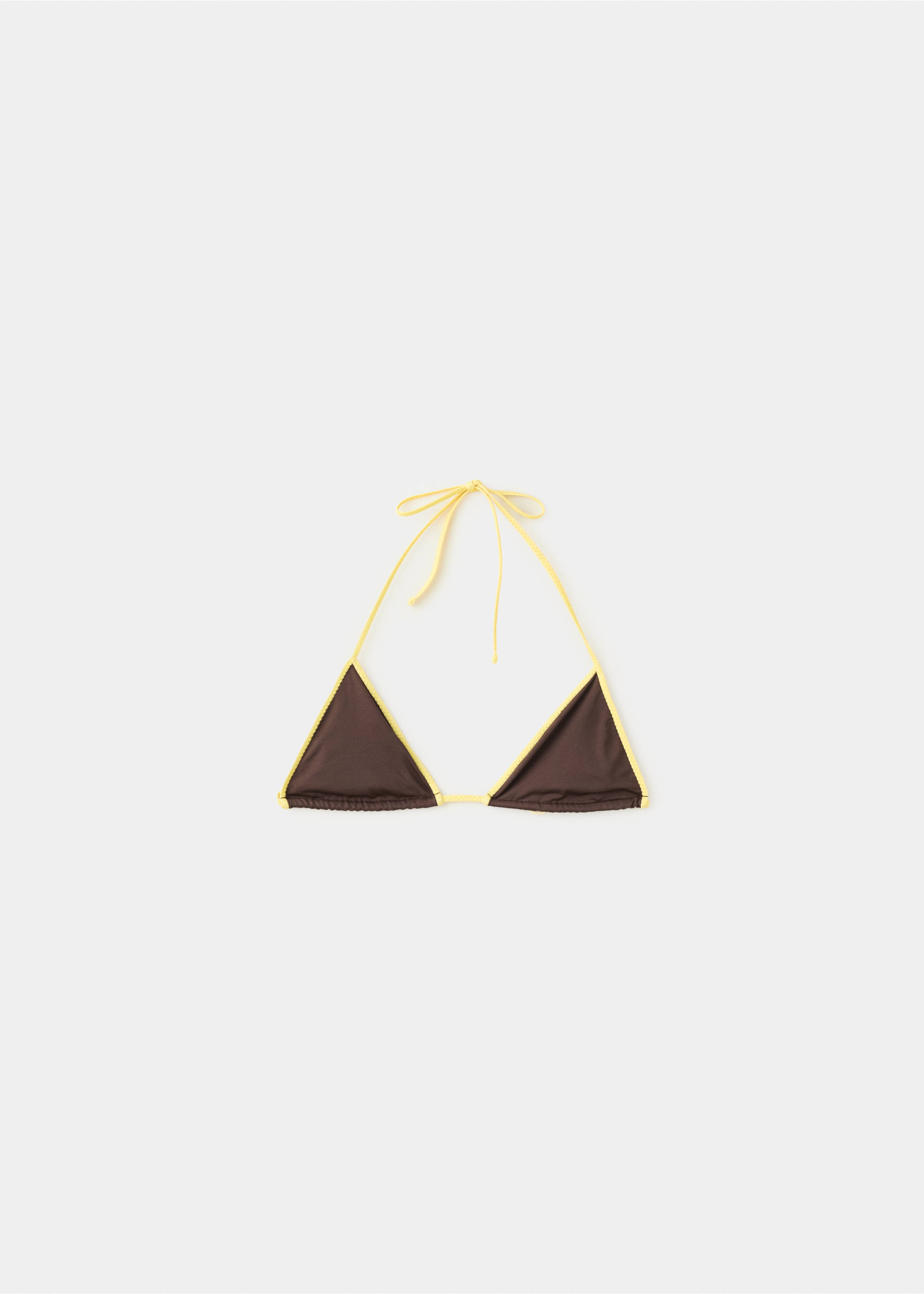 Bikini top with contrasting trim - Article without model, Chocolate. Ref: 27009410-00.