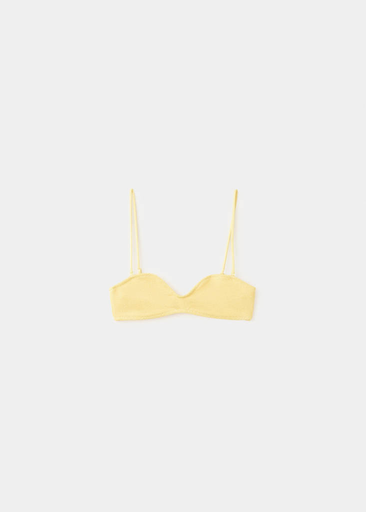 Textured bandeau bikini top — Pastel Yellow
