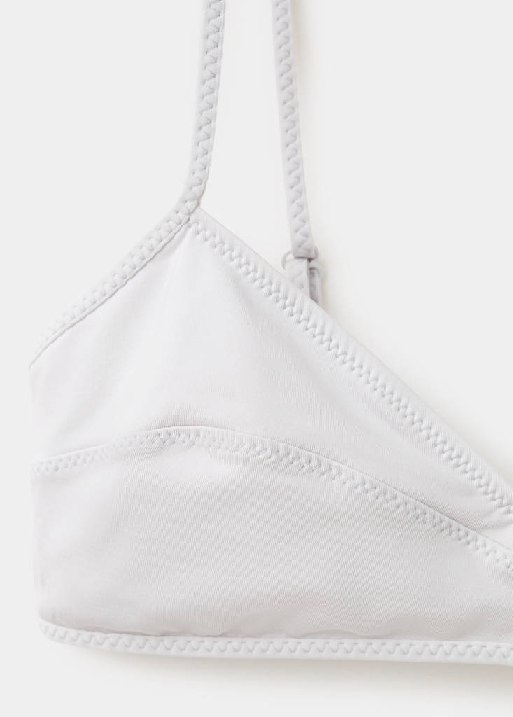 Triangular bikini top with stitching — Light/Pastel Grey