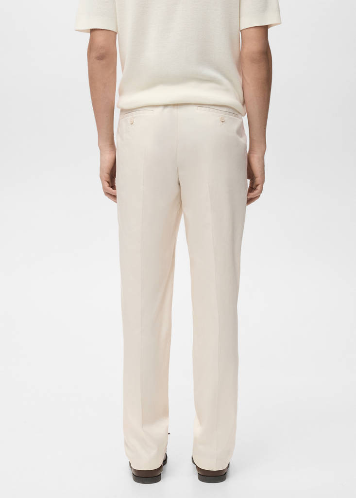 Regular-fit pleated flowy trousers — Beige