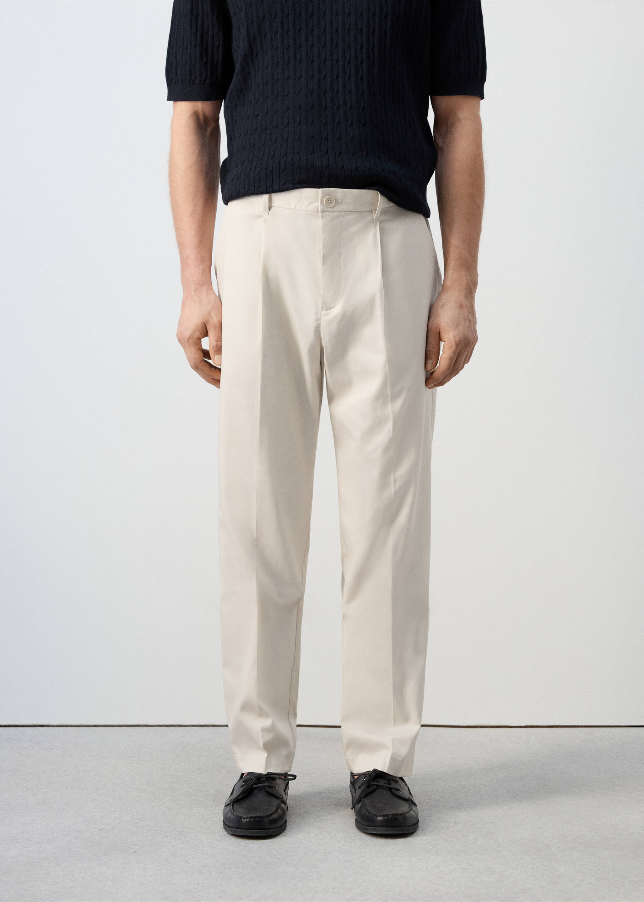 Pantalons regular fit fluid pinces - Pla mig, Beige. Ref: 27011191-01.