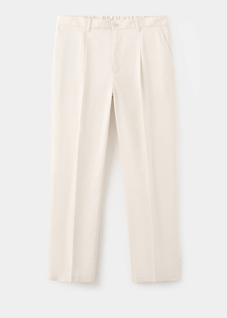 Regular-fit pleated flowy trousers — Beige