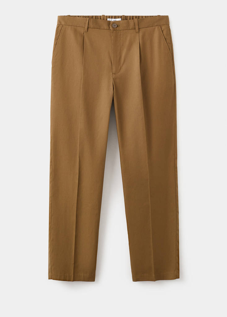 Regular-fit pleated flowy trousers — Brown