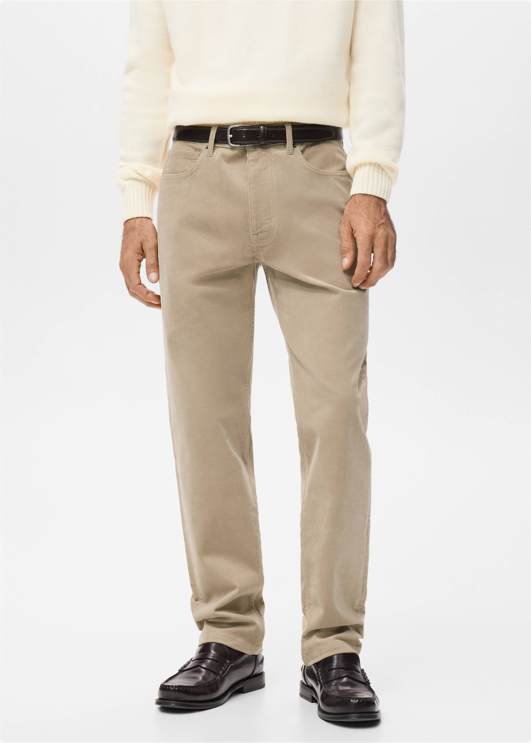 Corduroy regular-fit trousers - Medium plane, Sand. Ref: 27011192-00.