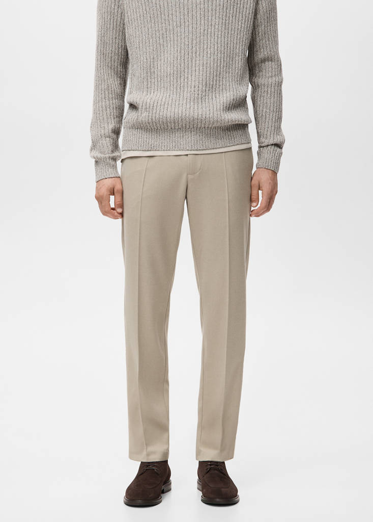 Fluid regular-fit trousers — Sand