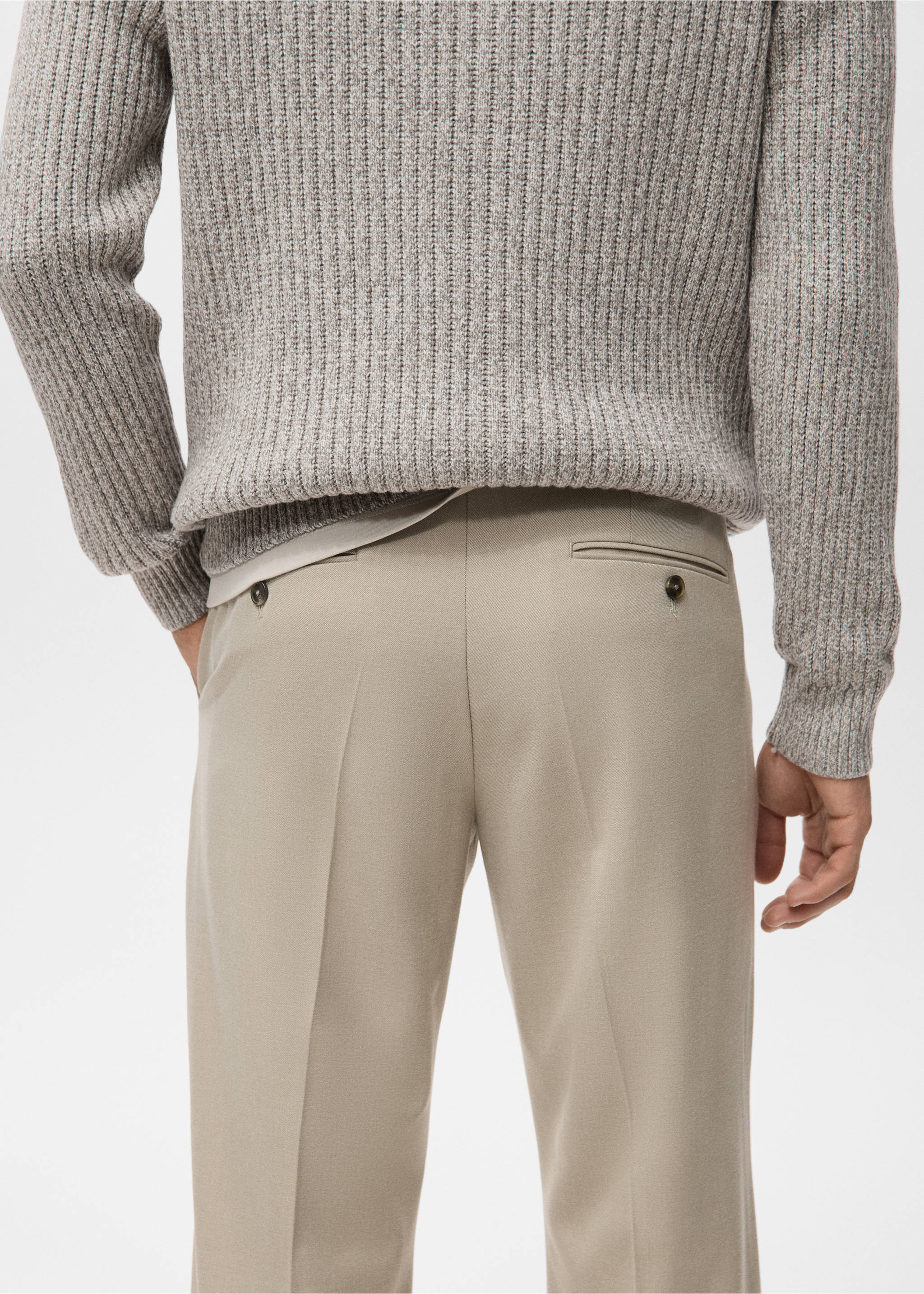 Fluid regular-fit trousers - Details of the article 6, Sand. Ref: 27011193-00.