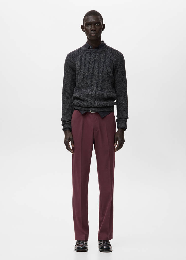 Fluid regular-fit trousers — Burgundy
