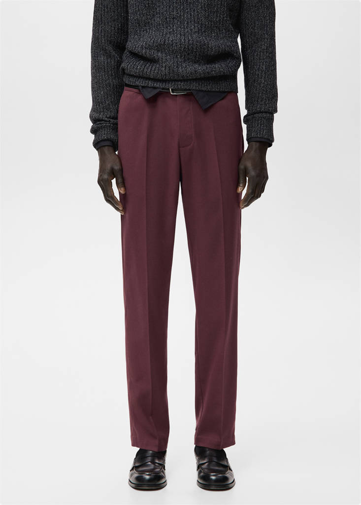Fluid regular-fit trousers — Burgundy