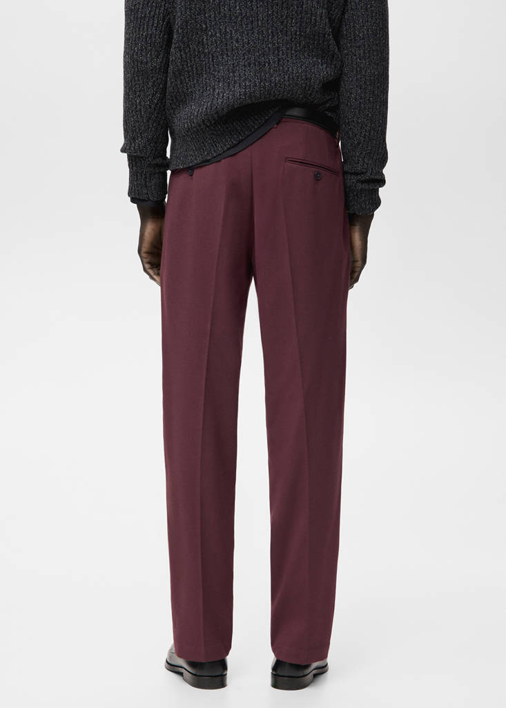 Fluid regular-fit trousers — Burgundy