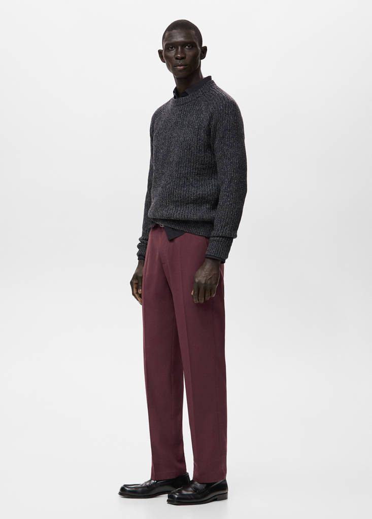 Fluid regular-fit trousers — Burgundy