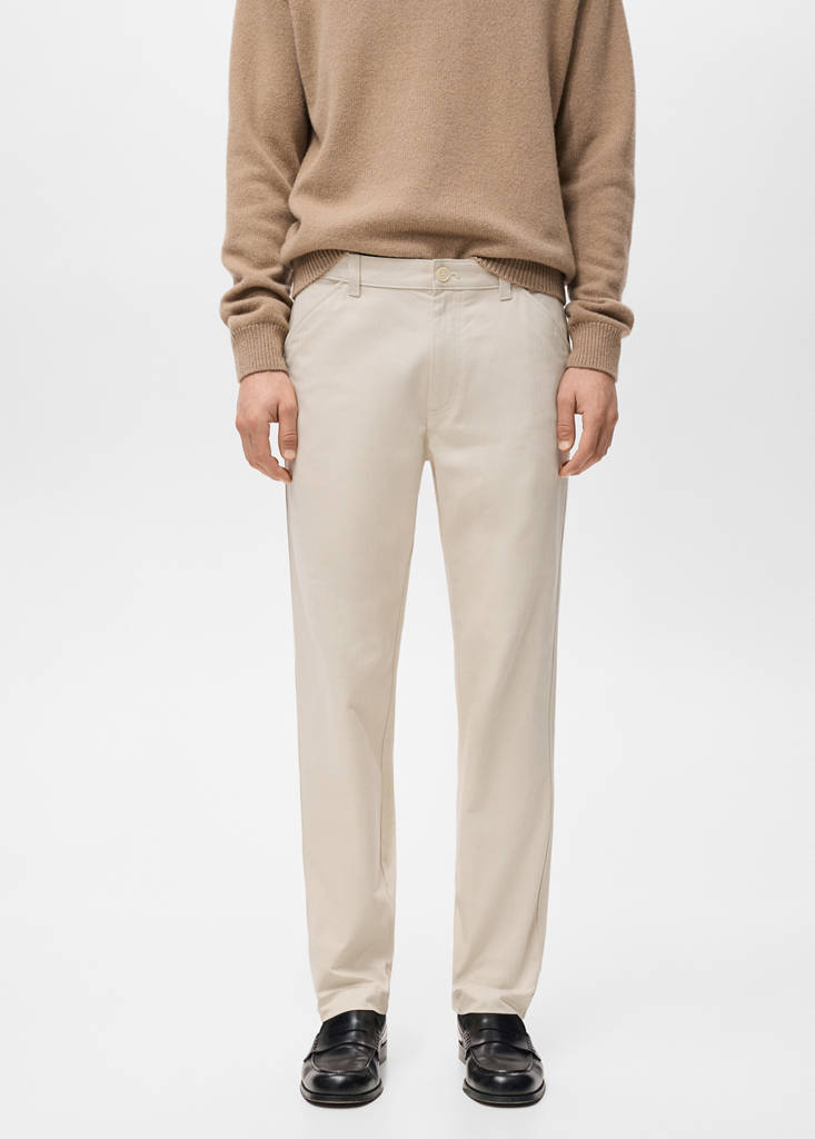 Regular-fit cotton trousers — Sand