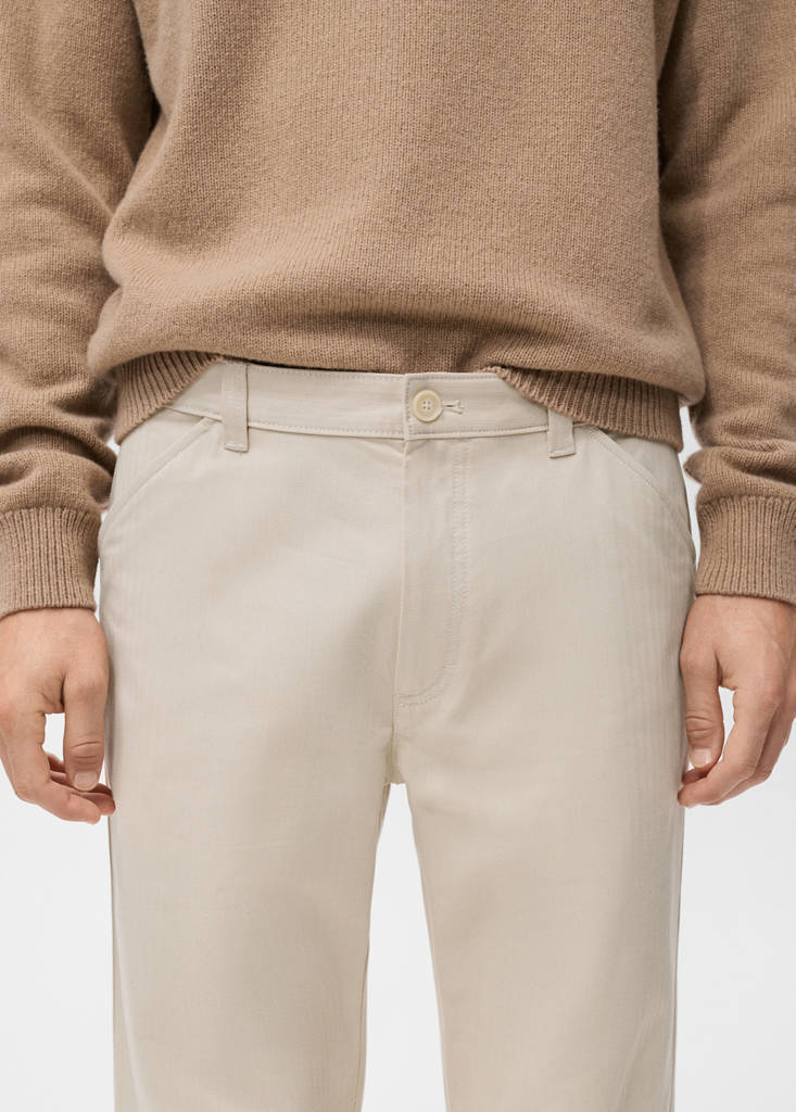 Regular-fit cotton trousers — Sand