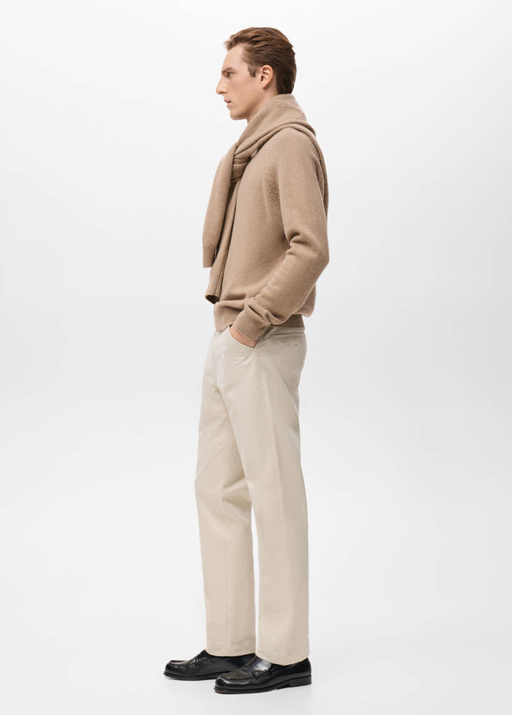 Regular-fit cotton trousers — Sand