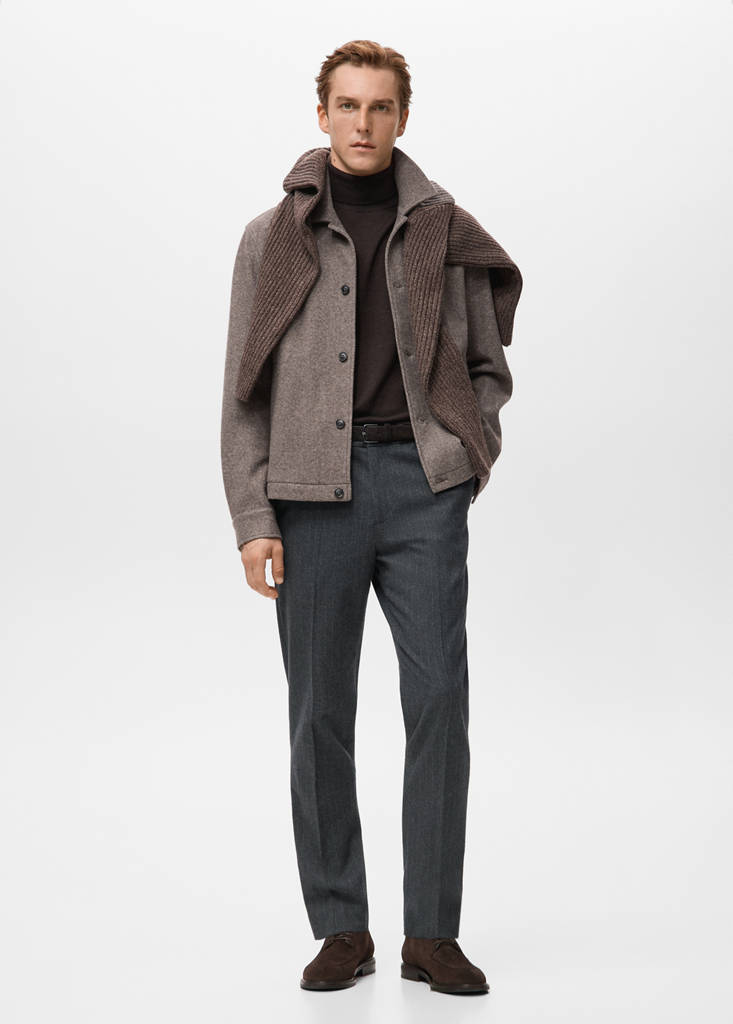Slim-fit flannel trousers — Dark Heather Grey