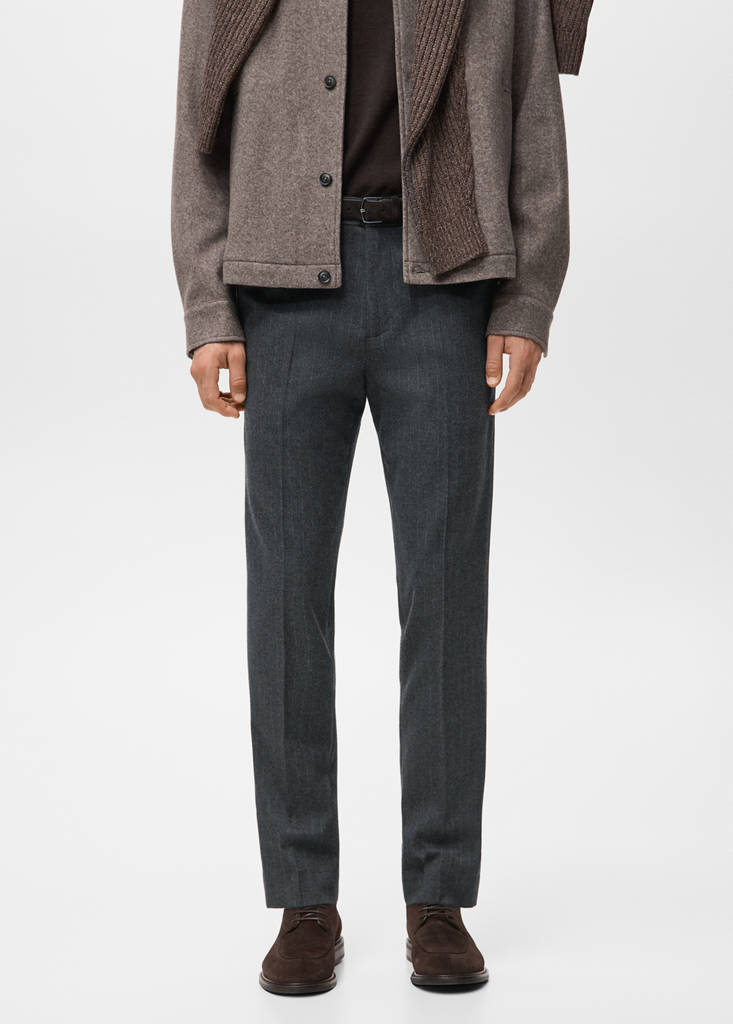 Slim-fit flannel trousers — Dark Heather Grey