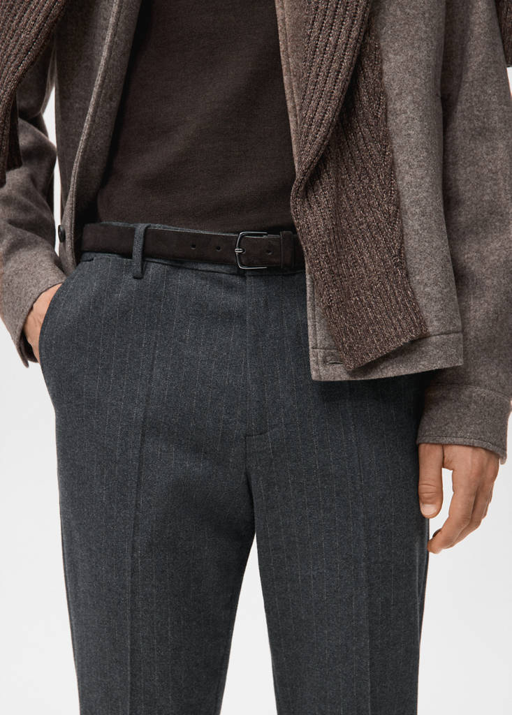 Slim-fit flannel trousers — Dark Heather Grey
