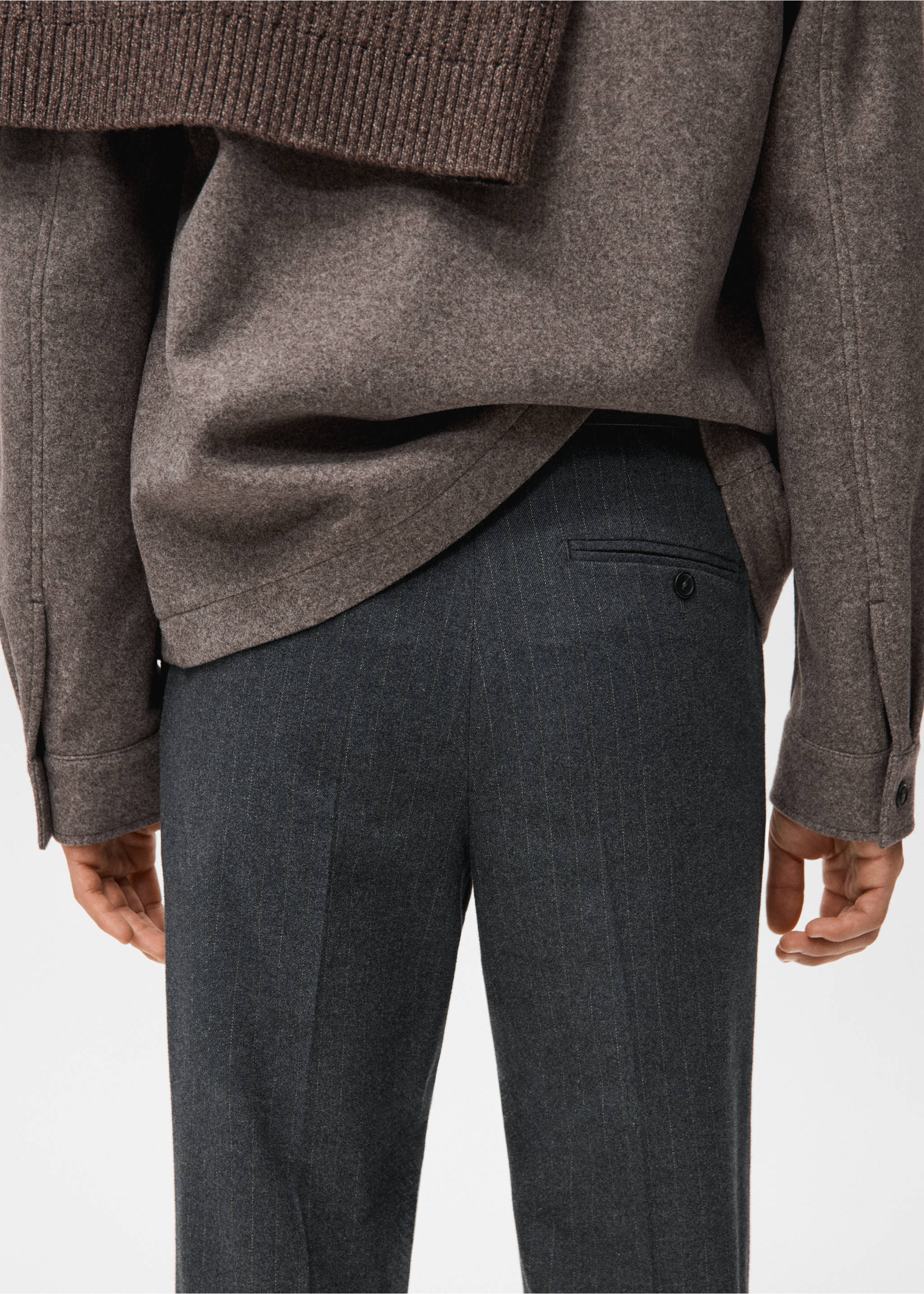 Pantalon flanelle regular-fit - Détail de l'article 3, Gris chiné foncé. Ref: 27011198-00.