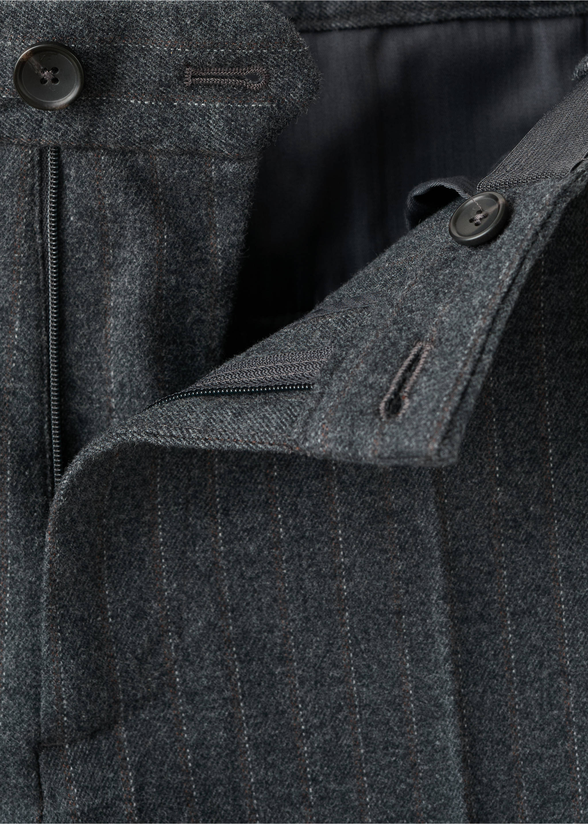Pantalon flanelle regular-fit - Détail de l'article 0, Gris chiné foncé. Ref: 27011198-00.