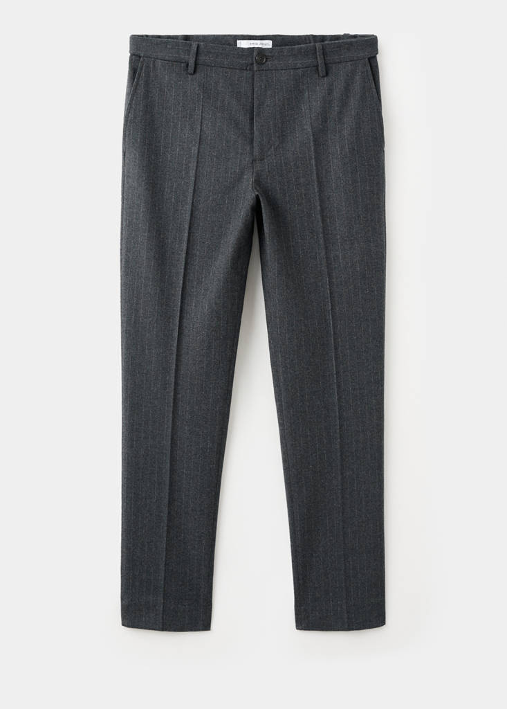 Slim-fit flannel trousers — Dark Heather Grey