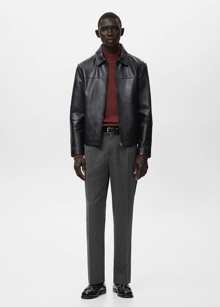 Regular-fit pleated flannel trousers — Dark Heather Grey