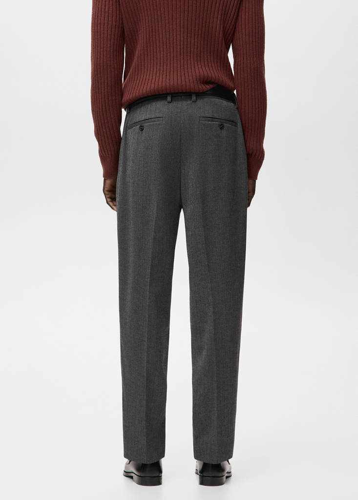 Regular-fit pleated flannel trousers — Dark Heather Grey