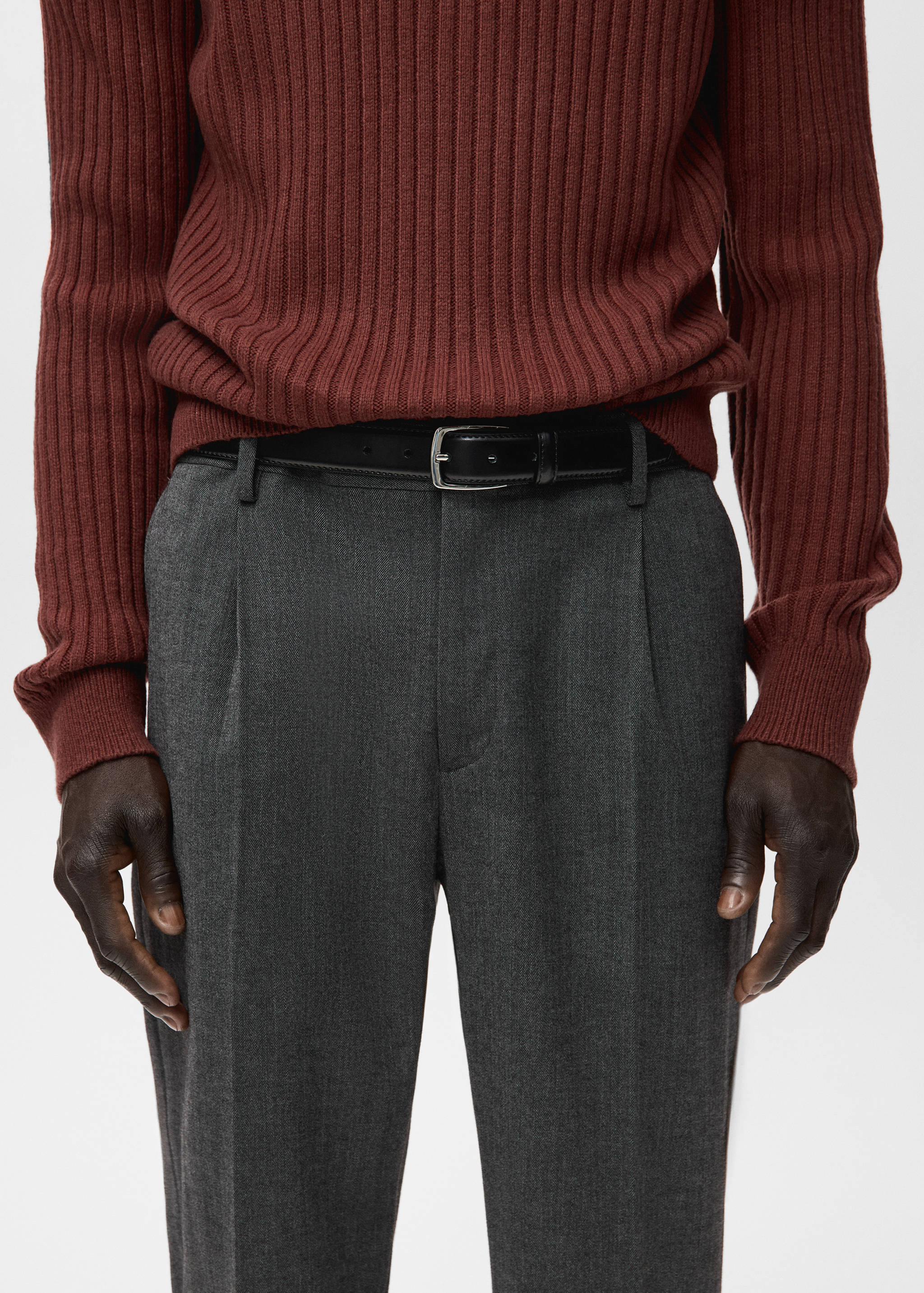 Pantalon flanelle regular-fit à pinces - Détail de l'article 1