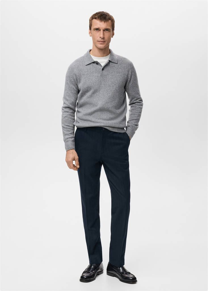 Slim-fit flannel trousers — Dark Navy