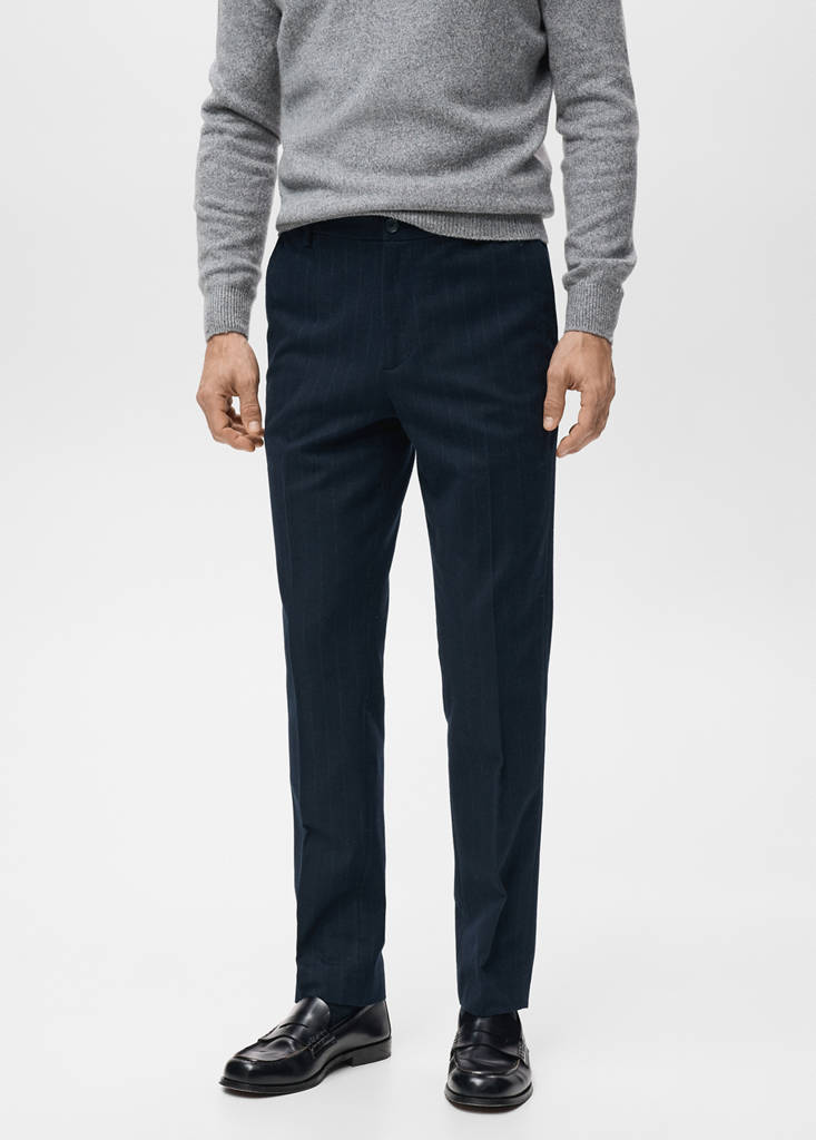 Slim-fit flannel trousers — Dark Navy
