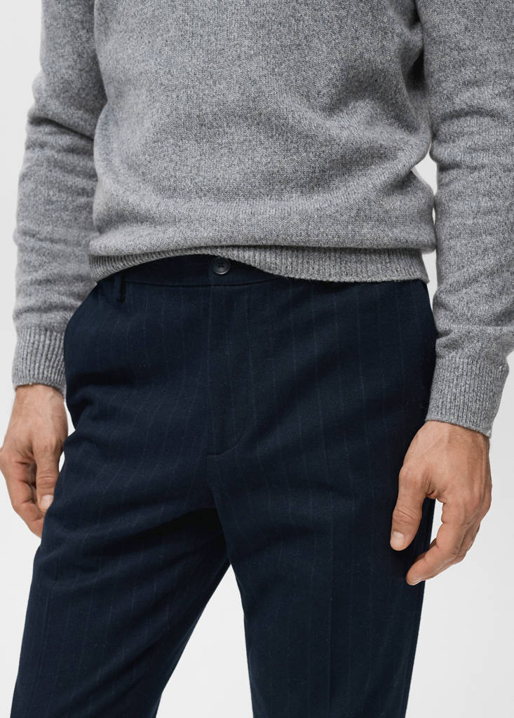 Slim-fit flannel trousers — Dark Navy