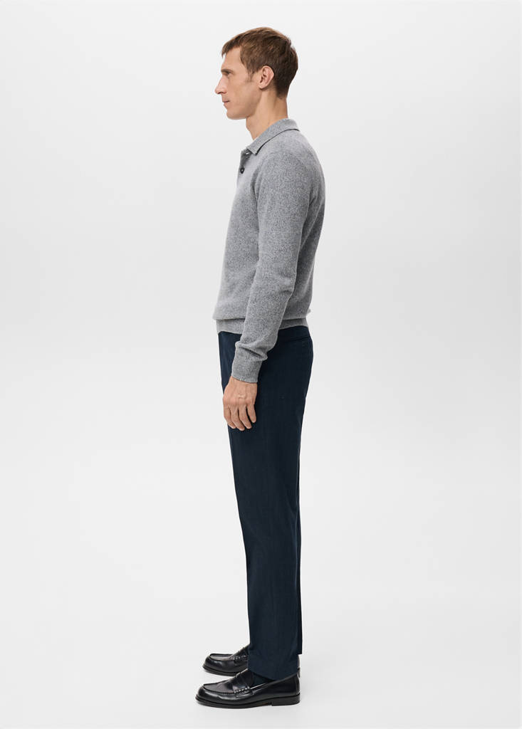 Slim-fit flannel trousers — Dark Navy