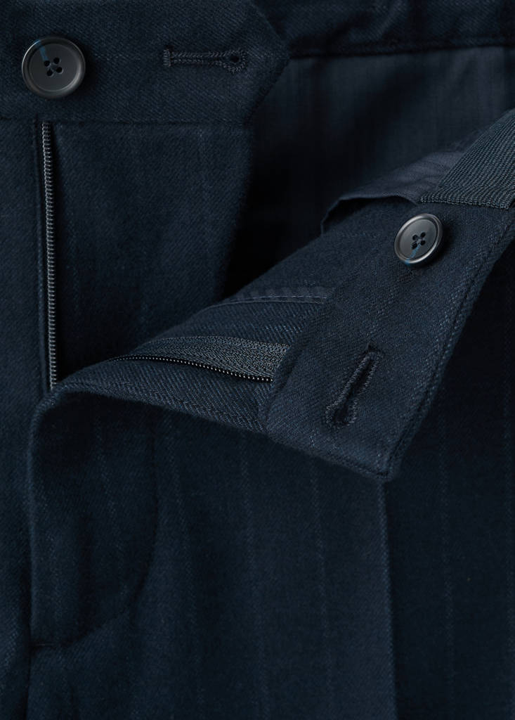 Slim-fit flannel trousers — Dark Navy